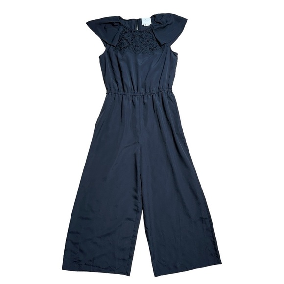 Kate Spade Black Embroidered Lace Yoke Ankle Length Jumpsuit Women’s US M - Picture 2 of 8